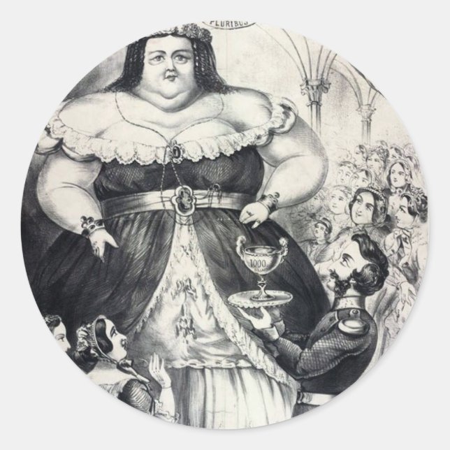 Large Fat Lady Classic Round Sticker (Front)