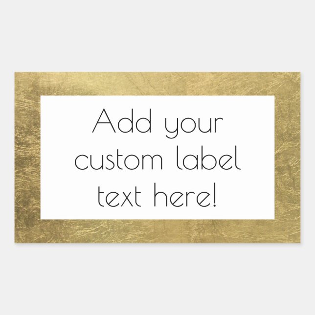 Large Faux Gold Leaf Custom Craft Favor Wedding Rectangular Sticker (Front)