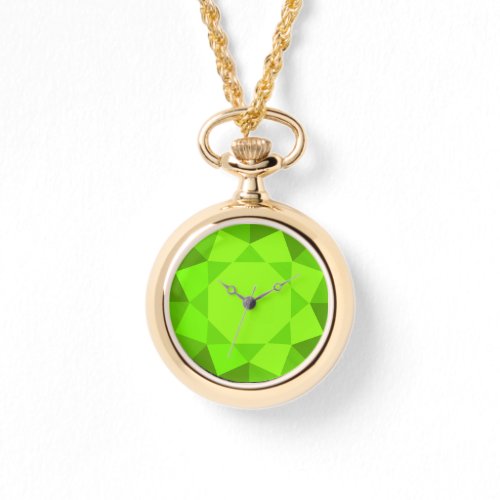 Large faux green peridot gem watch
