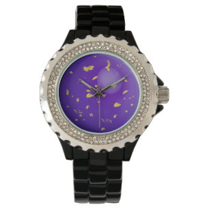 Large, faux lapis lazuli gem watch