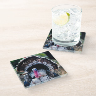 Large Festive Thanksgiving Turkey Glass Coaster