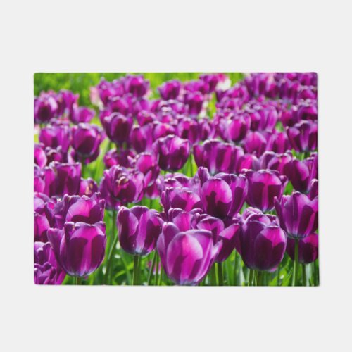 Large field of purple tulips   doormat