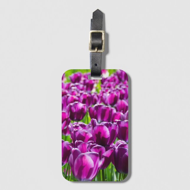 Large field of purple tulips   luggage tag (Front Vertical)