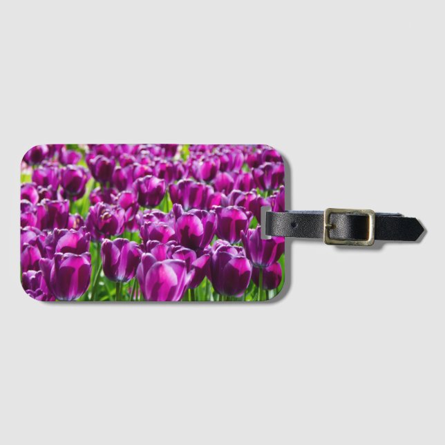 Large field of purple tulips    luggage tag (Front Horizontal)