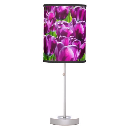 Large field of purple tulips   table lamp