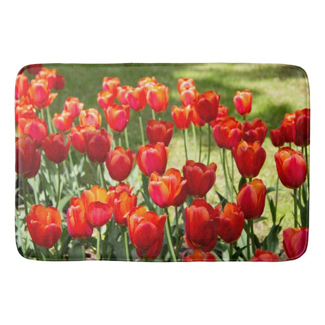 Large field of red tulips    bath mat (Front)