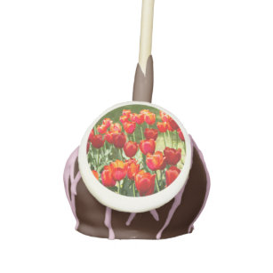 Large field of red tulips    cake pops