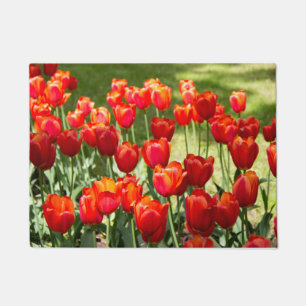 Large field of red tulips   doormat