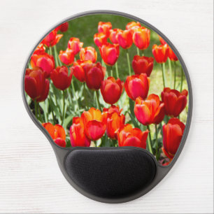 Large field of red tulips gel mouse pad
