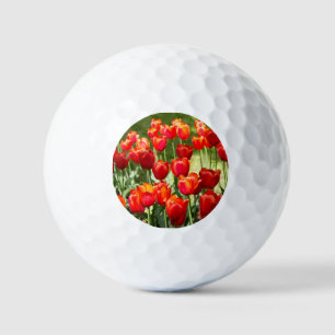 Large field of red tulips jigsaw  golf balls
