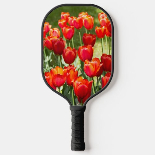 Large field of red tulips jigsaw  pickleball paddle