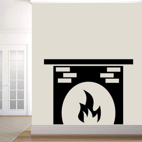 Large Fireplace Black Wall Decal