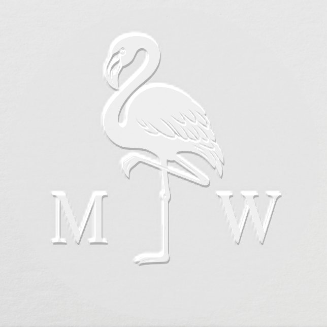 Large Flamingo Couple Wedding 2 Initial Monogram Embosser (Design)