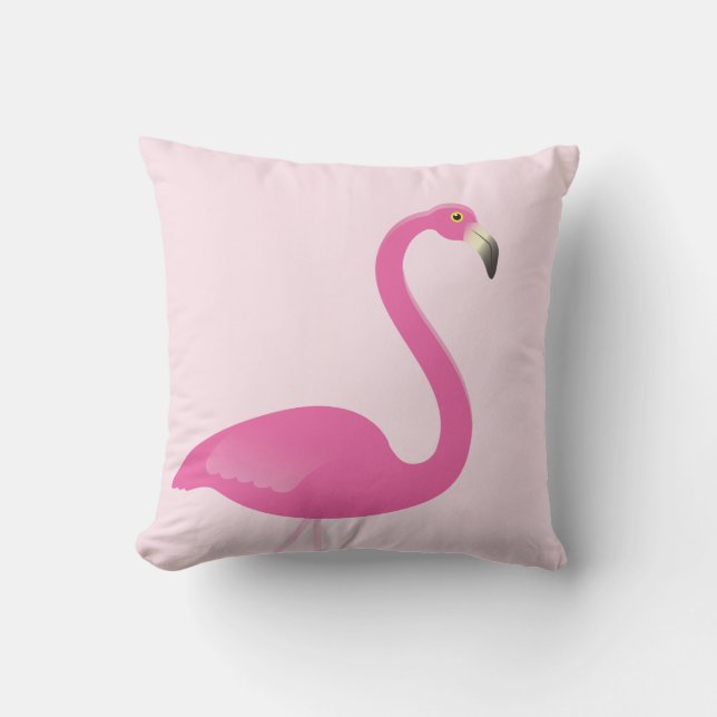 Large Flamingo on Blush Pink Outdoor Pillow (Front)