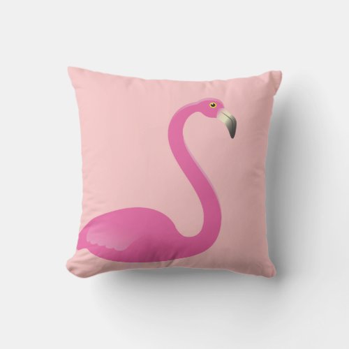 Large Flamingo on Coral Outdoor Pillow