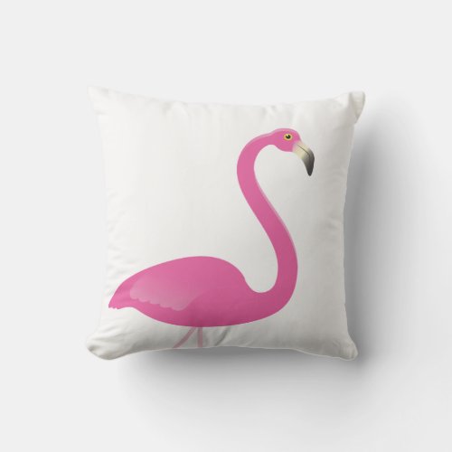 Large Flamingo on White Outdoor Pillow