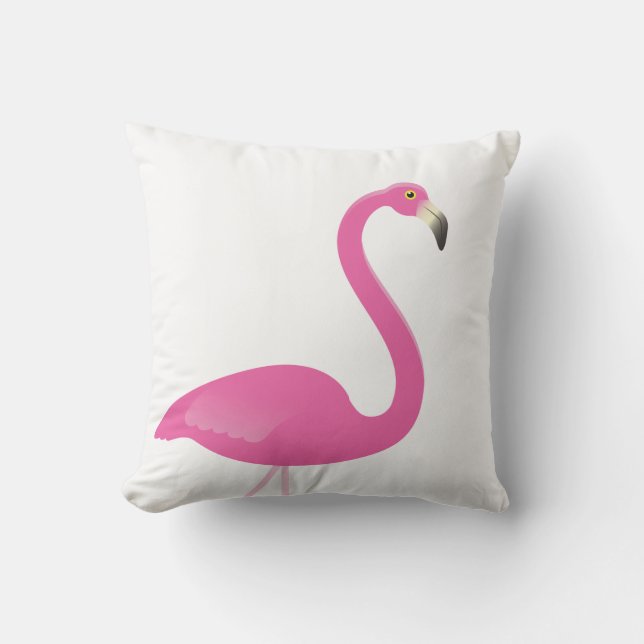Large Flamingo on White Outdoor Pillow (Front)