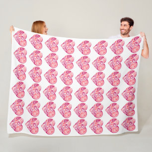 Large Fleece Blanket - Hearts Design