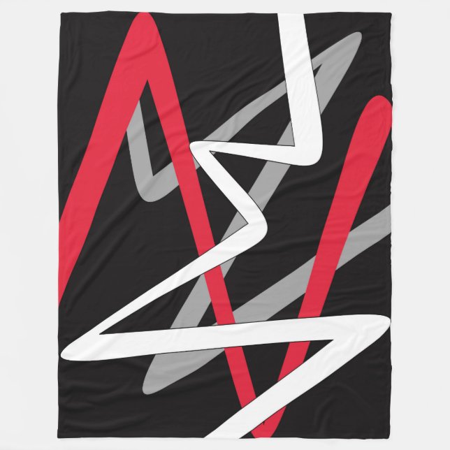 Large Fleece Blanket, modern, abstract, black, red (Front)