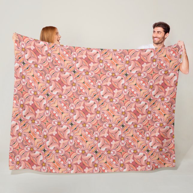 Large Fleece Blanket Peach Dahlia (In Situ)