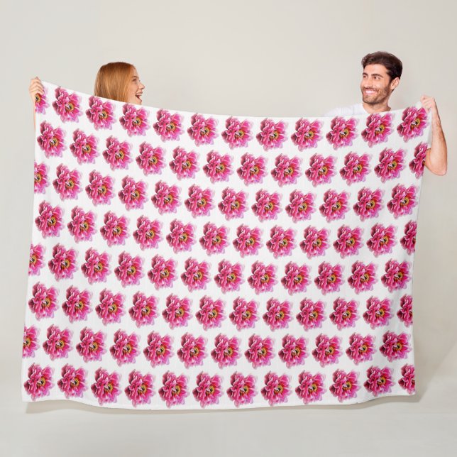 Large Fleece Blanket Pink Peonies (In Situ)