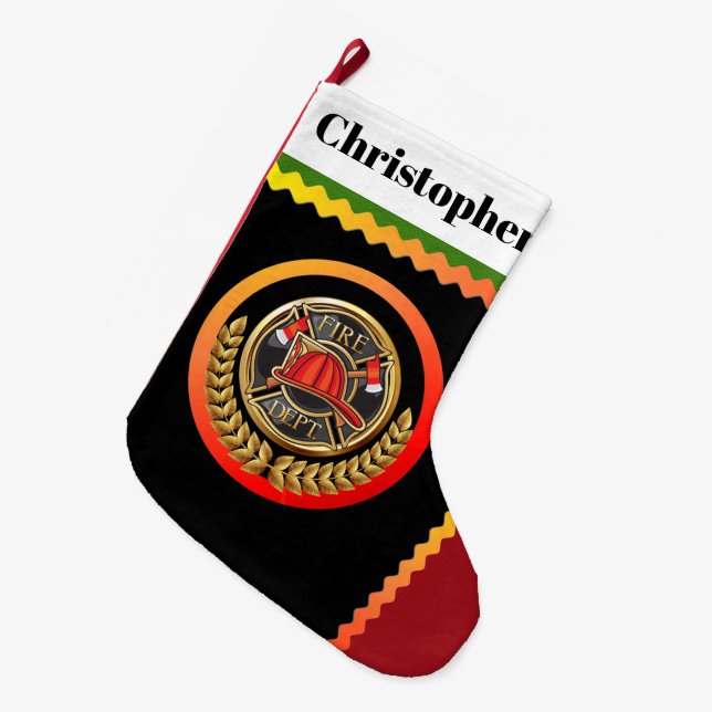 Large Fleece Firefighter Christmas Stocking (Front (Hanging))