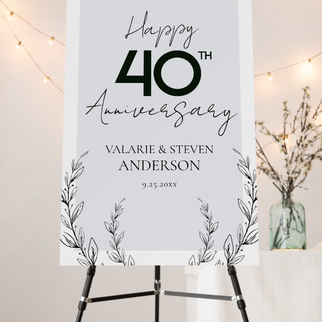 LARGE Floral 40th Wedding Anniversary Foam Board (In Situ (Stand))