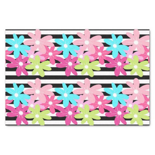Large Floral and Stripe Tissue Paper