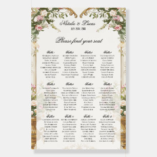 Large Floral Arch 12 Table Seating Chart  Foam Board
