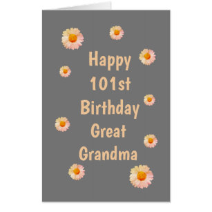 Large Floral Happy 101st  Birthday Great Grandma Card