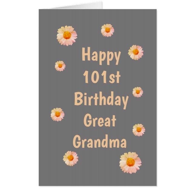 Large Floral Happy 101st  Birthday Great Grandma Card (Front)