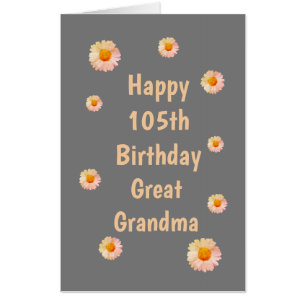 Large Floral Happy 105th Birthday Great Grandma Card
