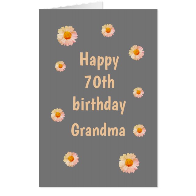 Large Floral Happy 70th Birthday Grandma Card (Front)