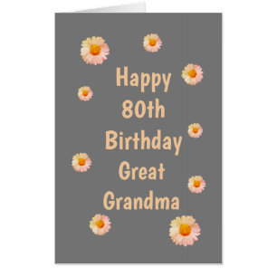 Large Floral Happy 80th Birthday Great Grandma Card