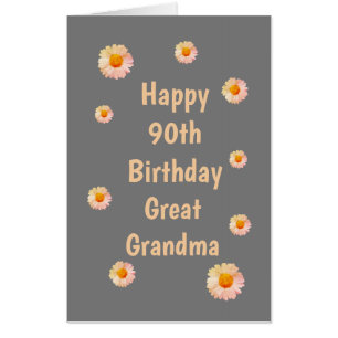 Large Floral Happy 90th Birthday Great Grandma Card