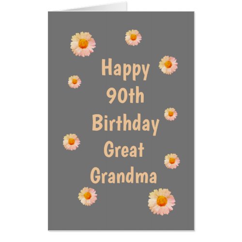 Large Floral Happy 90th Birthday Great Grandma Card