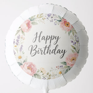 Large Floral Happy Birthday Balloon Garden Party
