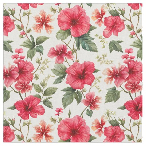 Large Floral Pattern Hibiscus Flowers Fabric