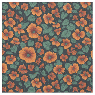 Large Floral Pattern Nasturtium Flowers Fabric