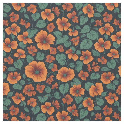 Large Floral Pattern Nasturtium Flowers Fabric