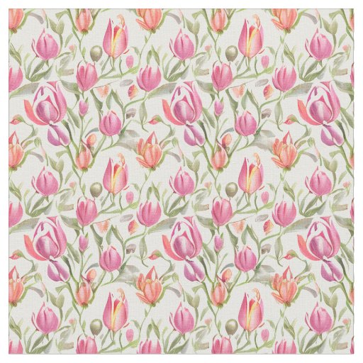 Large Floral Pattern Tulip Flowers Fabric