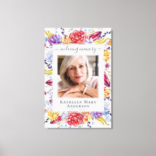 Large Floral Photo In Loving Memory Memorial Canvas Print