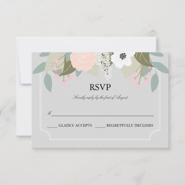 Large Floral RSVP Card. Card (Front)