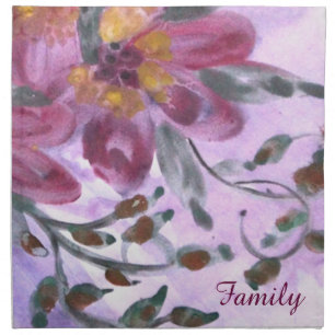 Large floral watercolor cloth napkins