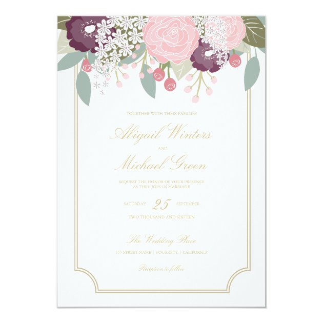 Large Floral Wedding Invitation