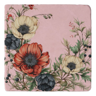 Large Florals Rich Rust, Deep Purple, Cream Trivet