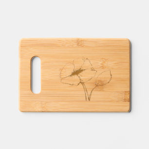Large Flower Long Stem Cut and Sketched Engraved Cutting Board