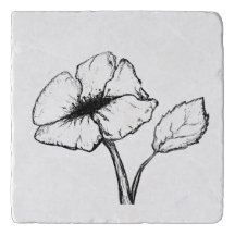 Large Flower Long Stem Cut and Sketched