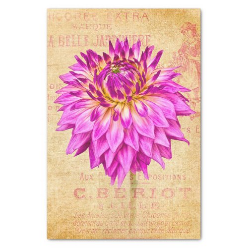 Large Flower Tissue Paper Decoupage Art Purple