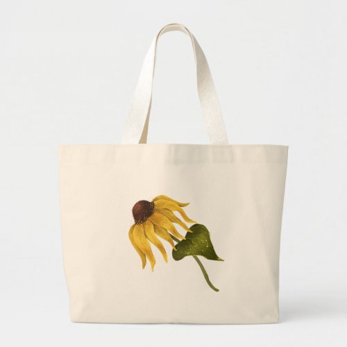 large flower with yellow petals and pollen large tote bag
